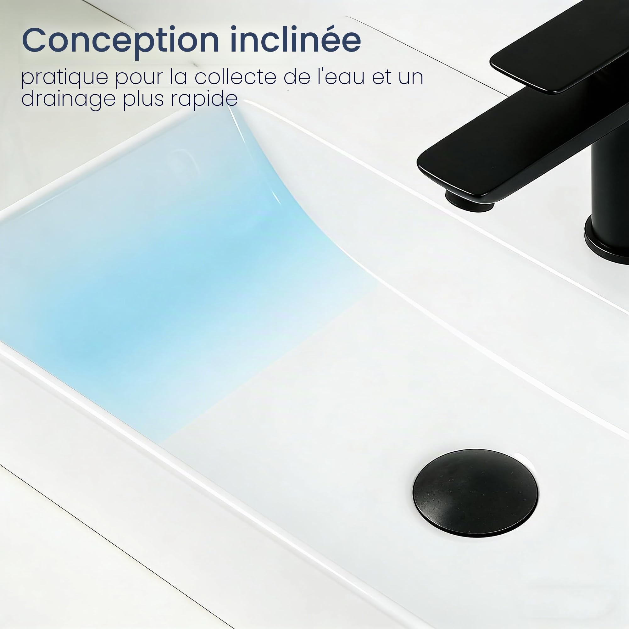 NUESTRA VIDA​ Lavabo à Poser Blanc Rectangulaire | Céramique Haute Qualité | Pour Salle de Bain & WC | Dimensions : 51 x 36 x 12 cm