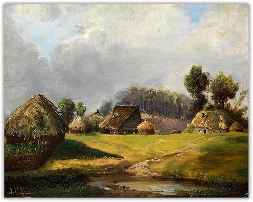 Imágenes de Alexey Savrasov "Pueblo en el bosque" impresas en lienzo, Cuadrode arte de pared para la decoración del hogar de la sala de estar