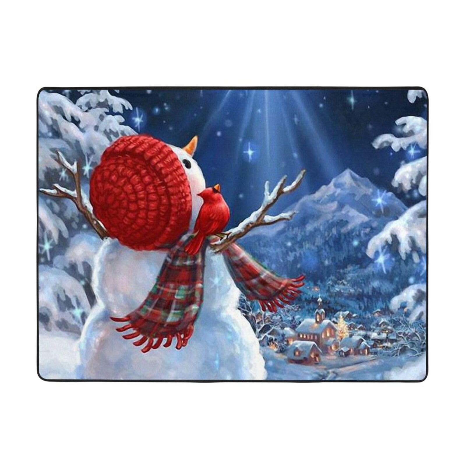 Tapis flanelle moelleux bonhomme de neige pour une chambre cosy