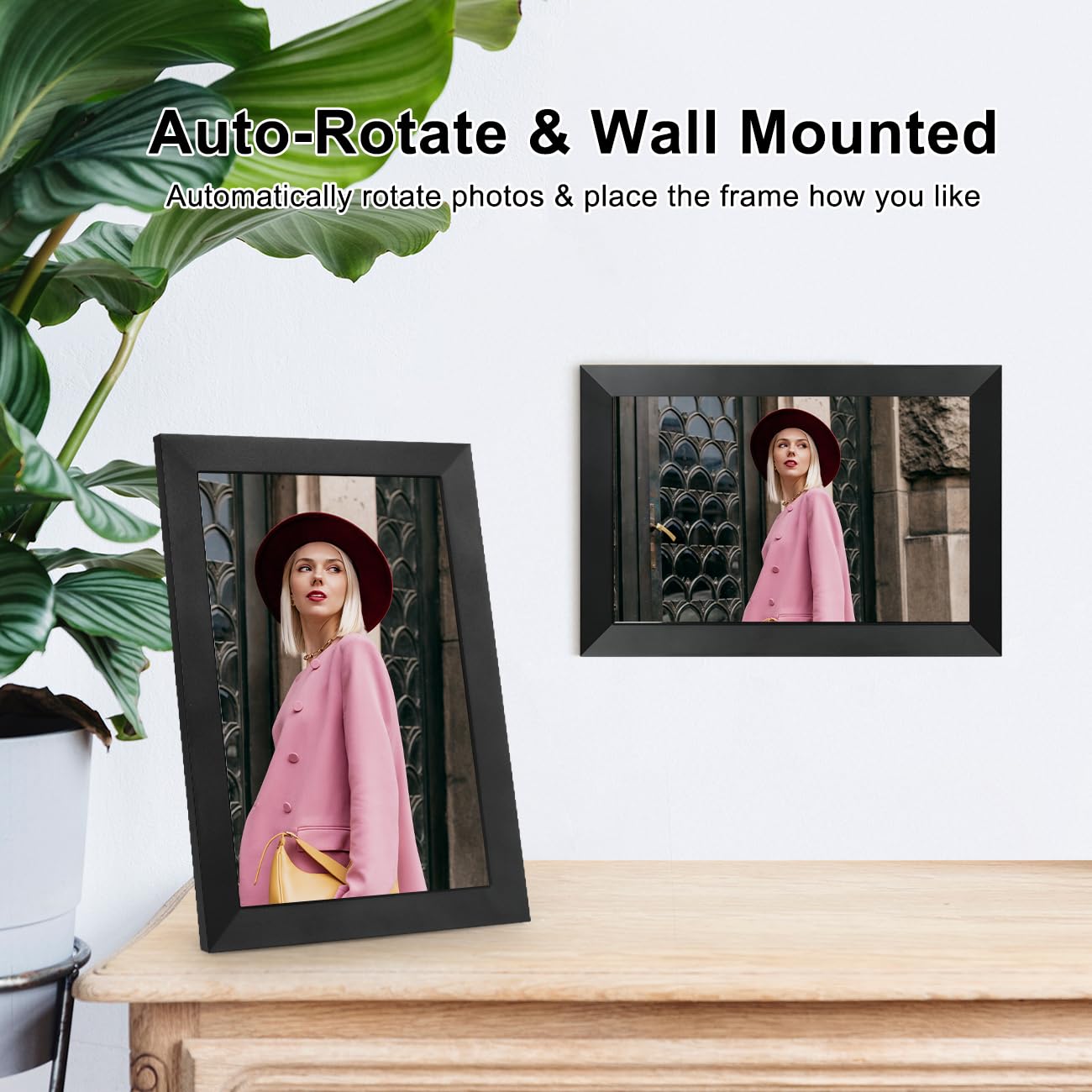 Anna Bella Digital Picture Frame 10.1 Inch IPS HD Touch Screen WiFi Smart Digital Photo Frame with 32GB Storage, Auto-Rotate, Easy Setup to Share Photos or Videos Remotely via AiMOR APP Black
