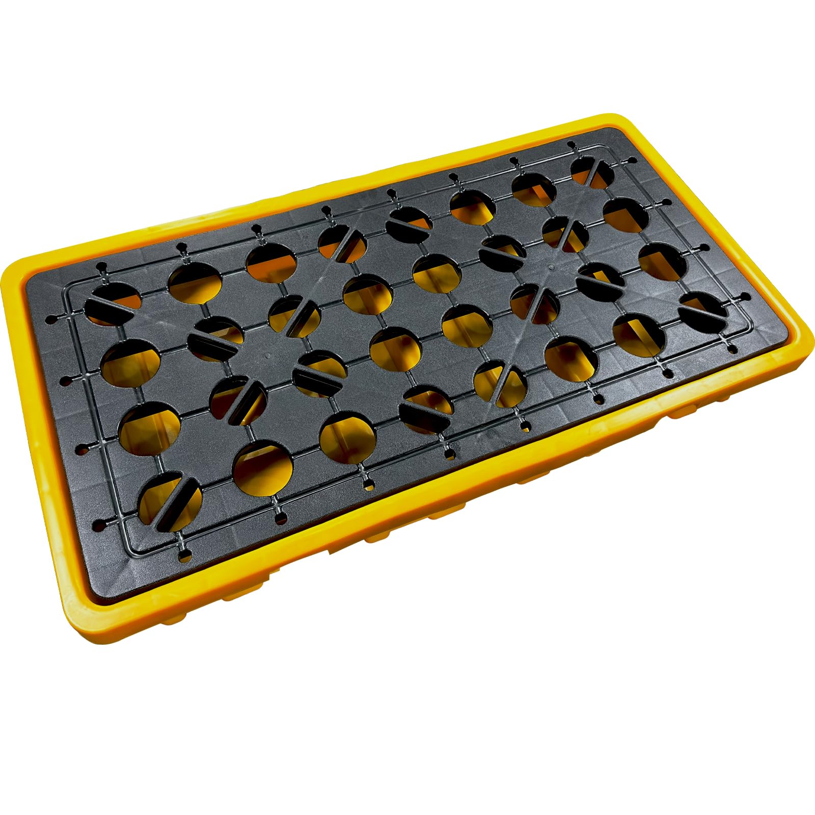Huanyu 43L Auffangwanne Für 1 Fass – Auslaufschutzpalette 67x67x15 Cm, 800 Kg Traglast, Mit Abfluss, Säurefest, Für Öl, Chemie, Lager