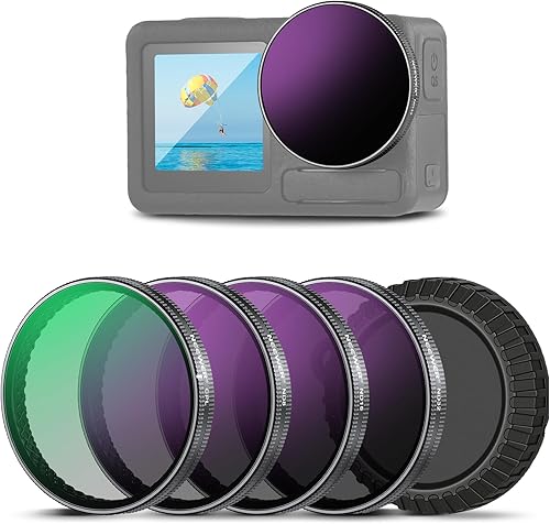 Miniatura 15 de NEEWER Juego de filtros ND compatible con DJI Osmo Action 3/4/5 Pro, paquete de 6 ND8+ND16+ND32+ND64+ND1000+CPL Accesorios de cámara de acción