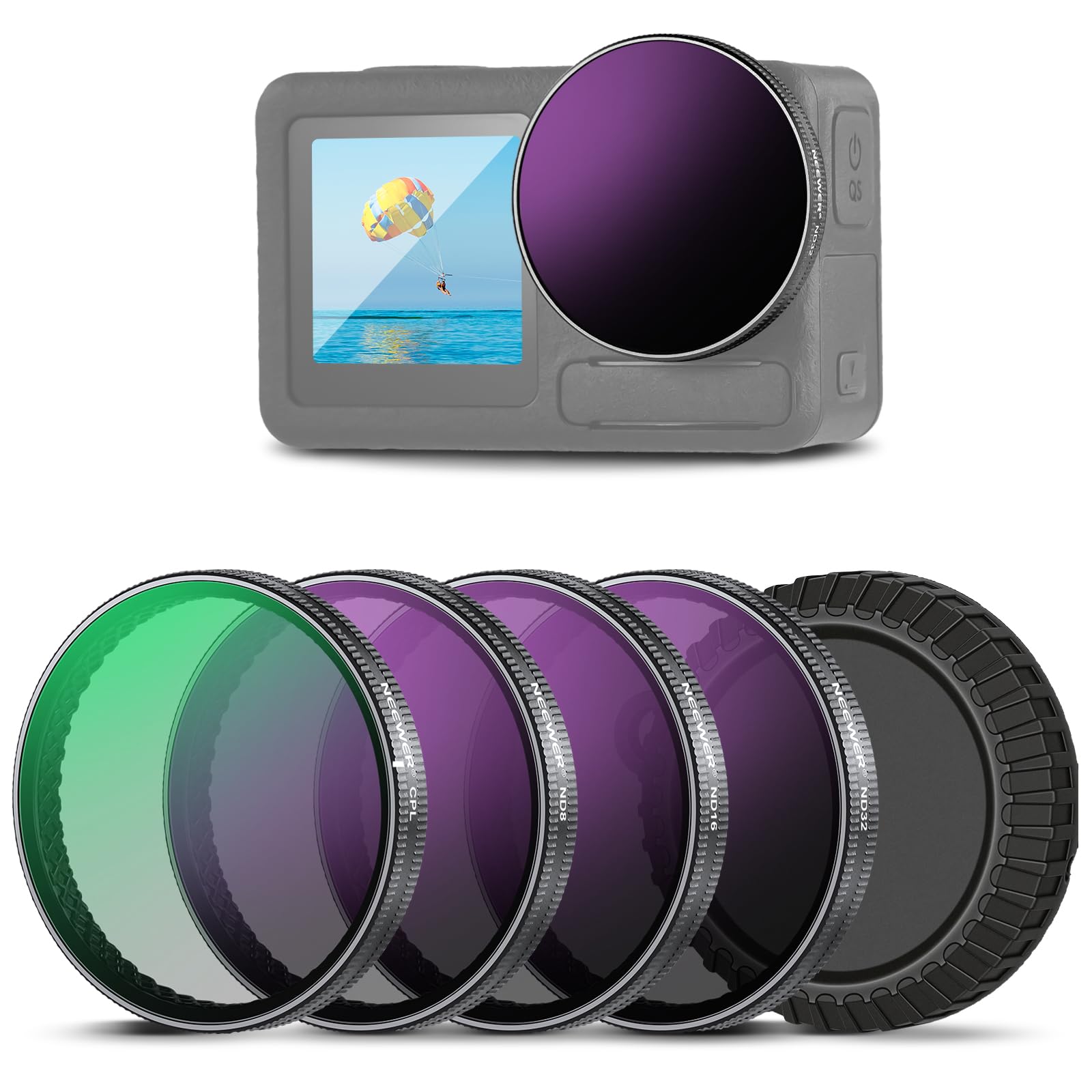 NEEWER ND Filter Set Compatible with DJI Osmo Action 5/4/3 (4 Pack)