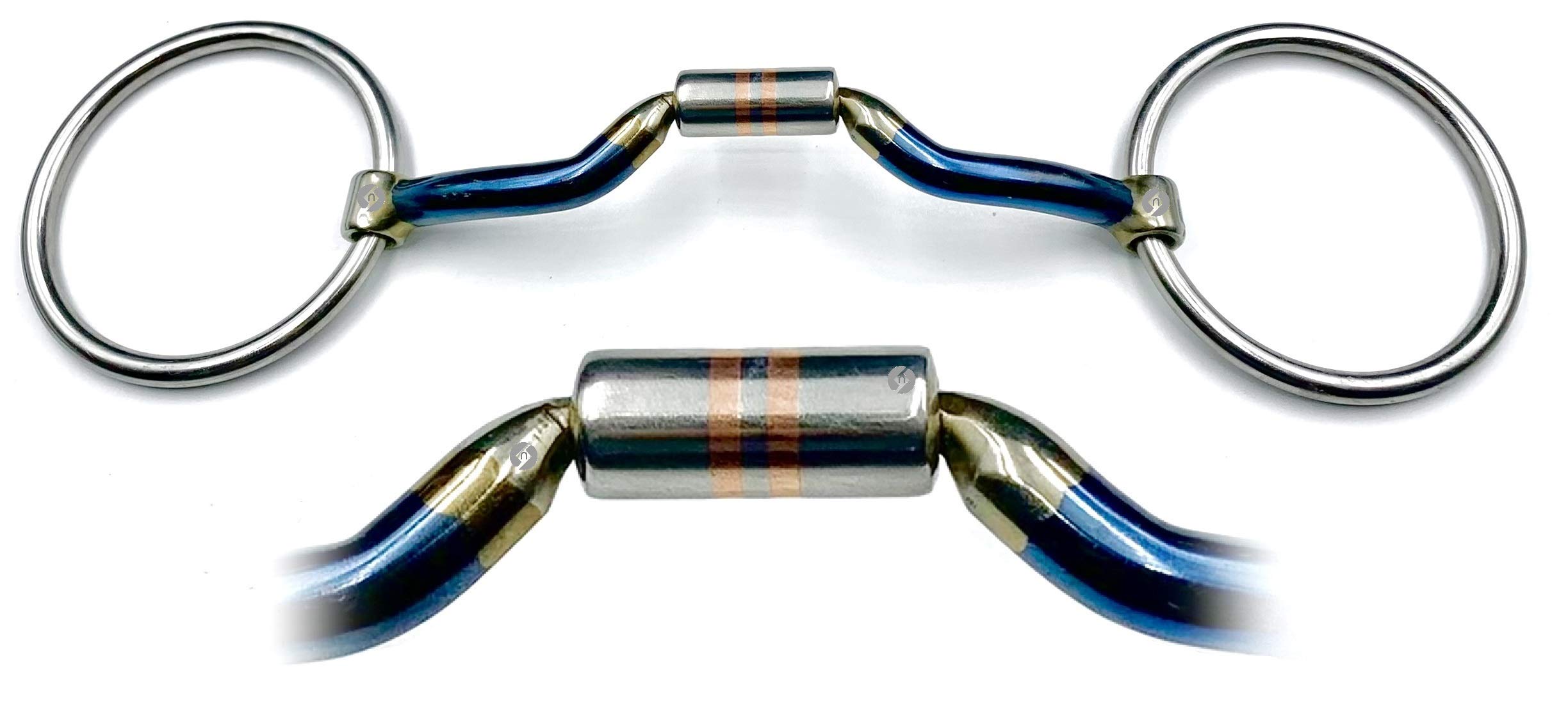OTTE Western Blue Sweet Iron Loose Ring Horse Bit Snaffle with Copper Roller (5")