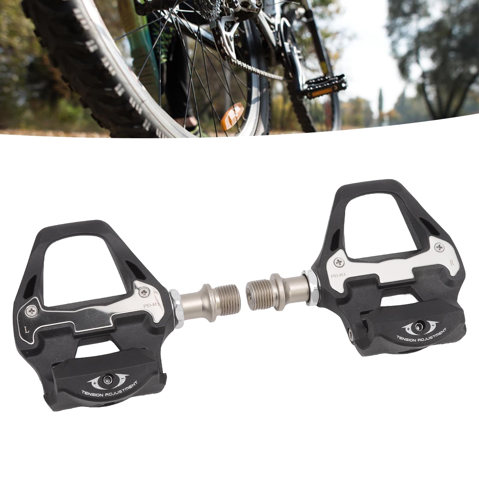 Changor Pedali per Bicicletta Autobloccanti con Tacchetti Costruzione in Nylon Resistente per Mountain Bike 1 Paio 96,8x46,7x21,5 Mm