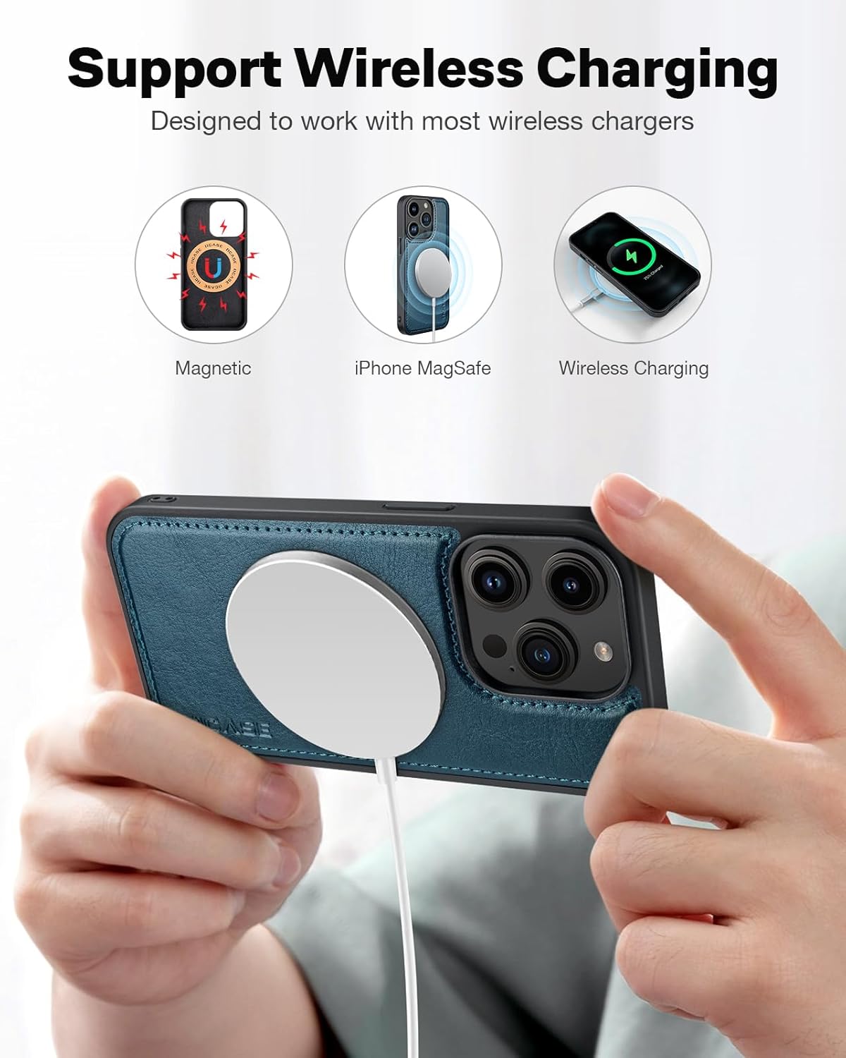 OCASE for iPhone 15 Pro Max Case Detachable Wallet Case with Card Holder, [2 in 1] PU Leather Flip Folio Case with RFID Blocking Stand Shockproof Phone Cover 6.7 Inch, Peacock Blue - Image 4