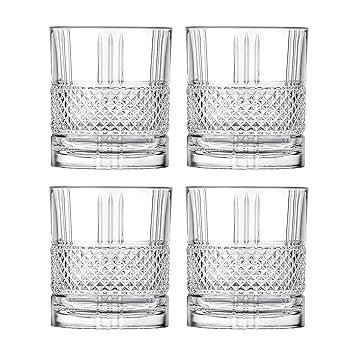 IndusBay® Pack of 4 Whisky Glasses, Whiskey Glass Set for Cocktail, Liquor Juice Water, 320 ML, Transparent