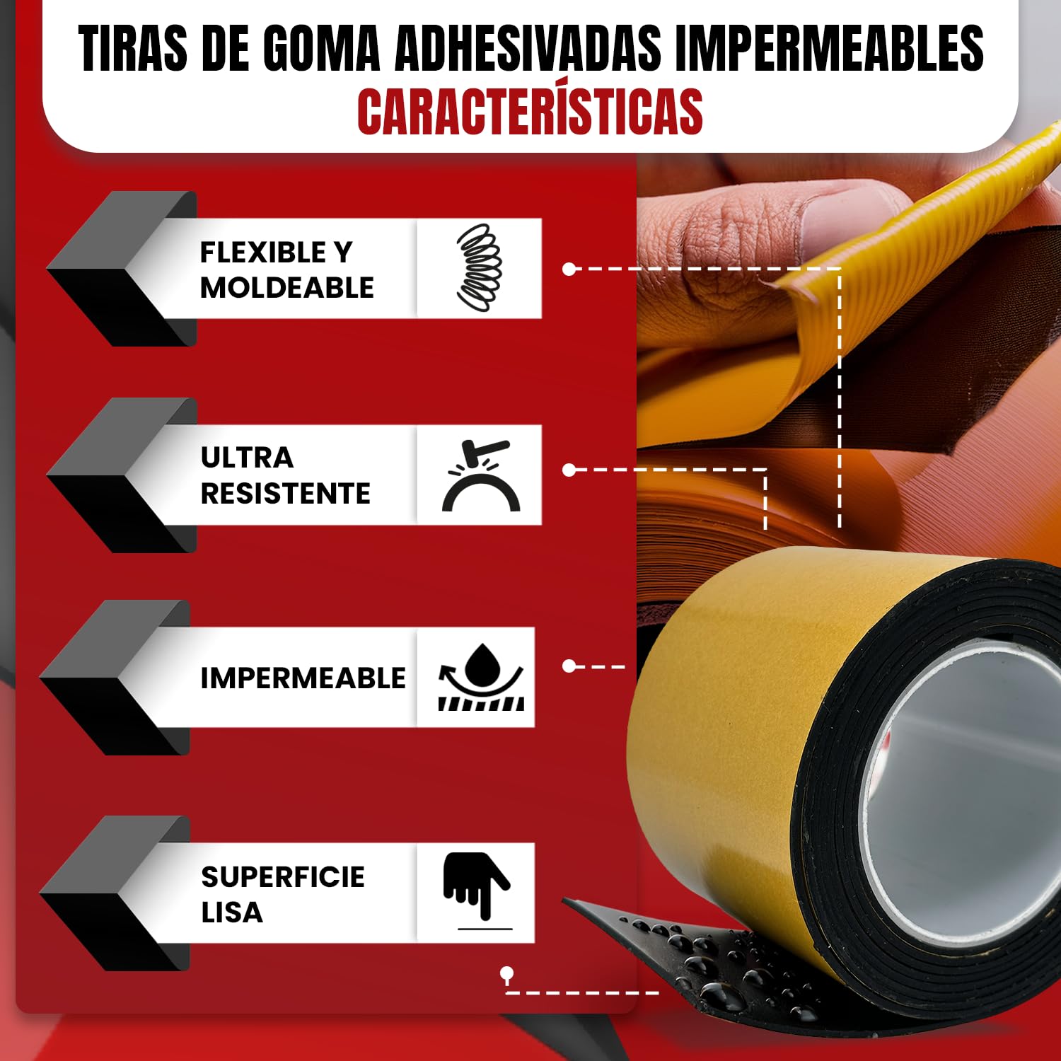 Gommapiuma adesiva (Larg. 10cm, Lungh. 5m, Sp. 5mm) in SBR nero, isolante termico adesivo resistente per garage e officina, rotolo antiscivolo industriale, protezione superfici e riduzione vibrazioni.