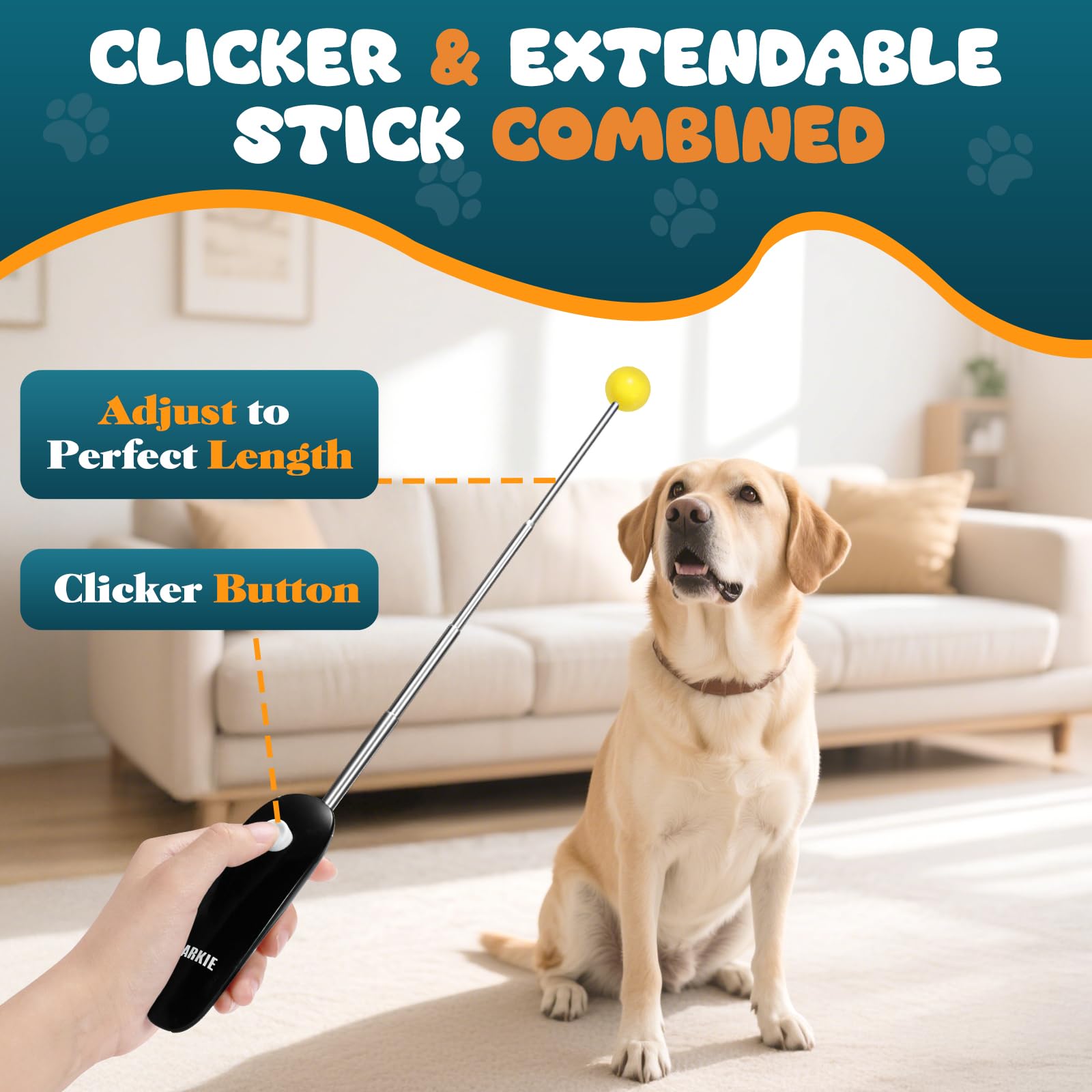BARKIE Clicker de entrenamiento para perros con palo de objetivo