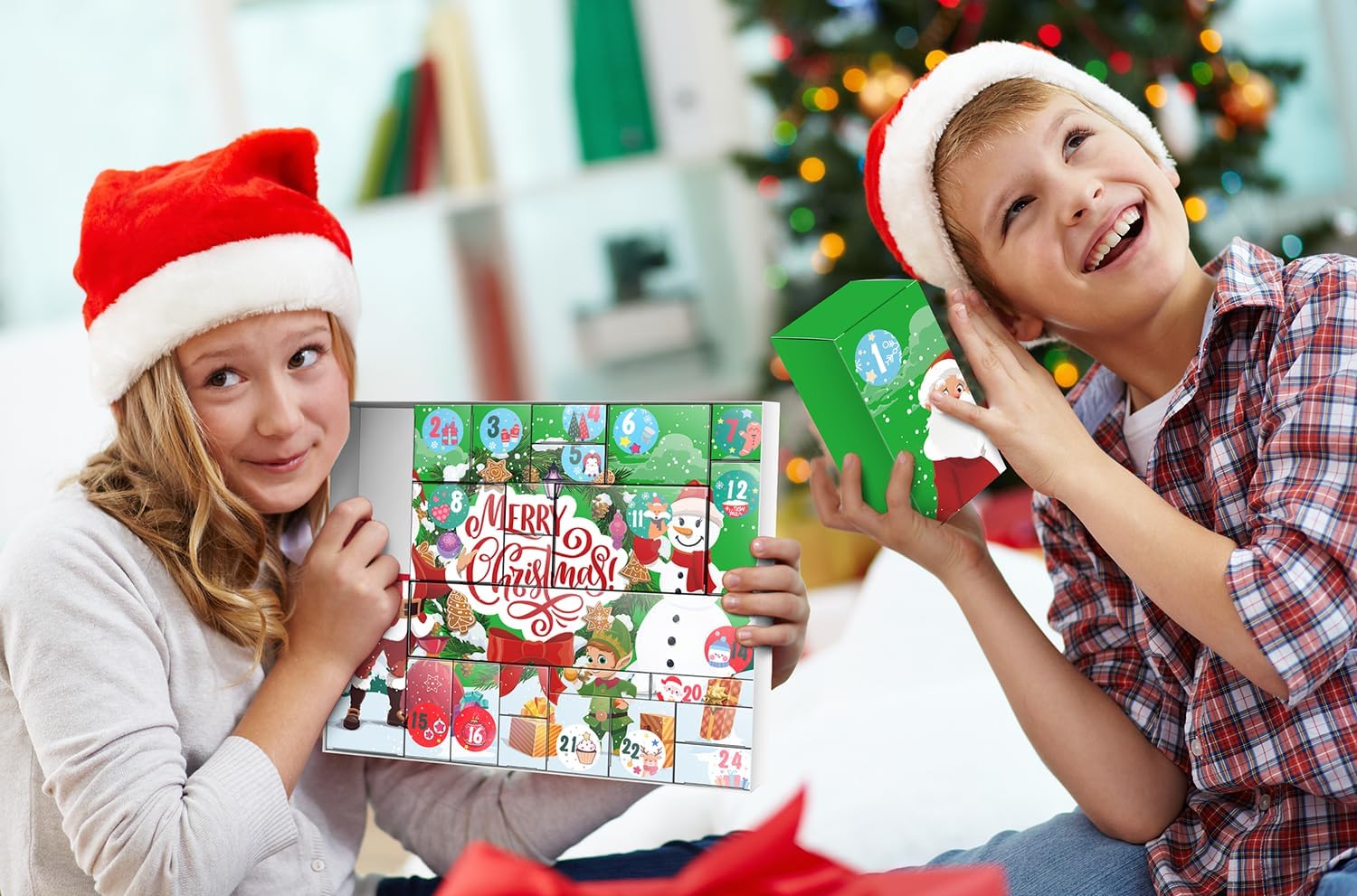 2025 Christmas Advent Calendar Box Set DIY - 24 Days of Surprise Gift Boxes to Fill for Kids, Family & Friends - Green
