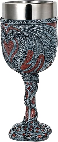 Miniatura 2 de Copa medieval doble de vino de dragón, copa de vino de San Valentín, copa de cáliz de vino de Calabozos y Dragones de San Valentín, copa de acero