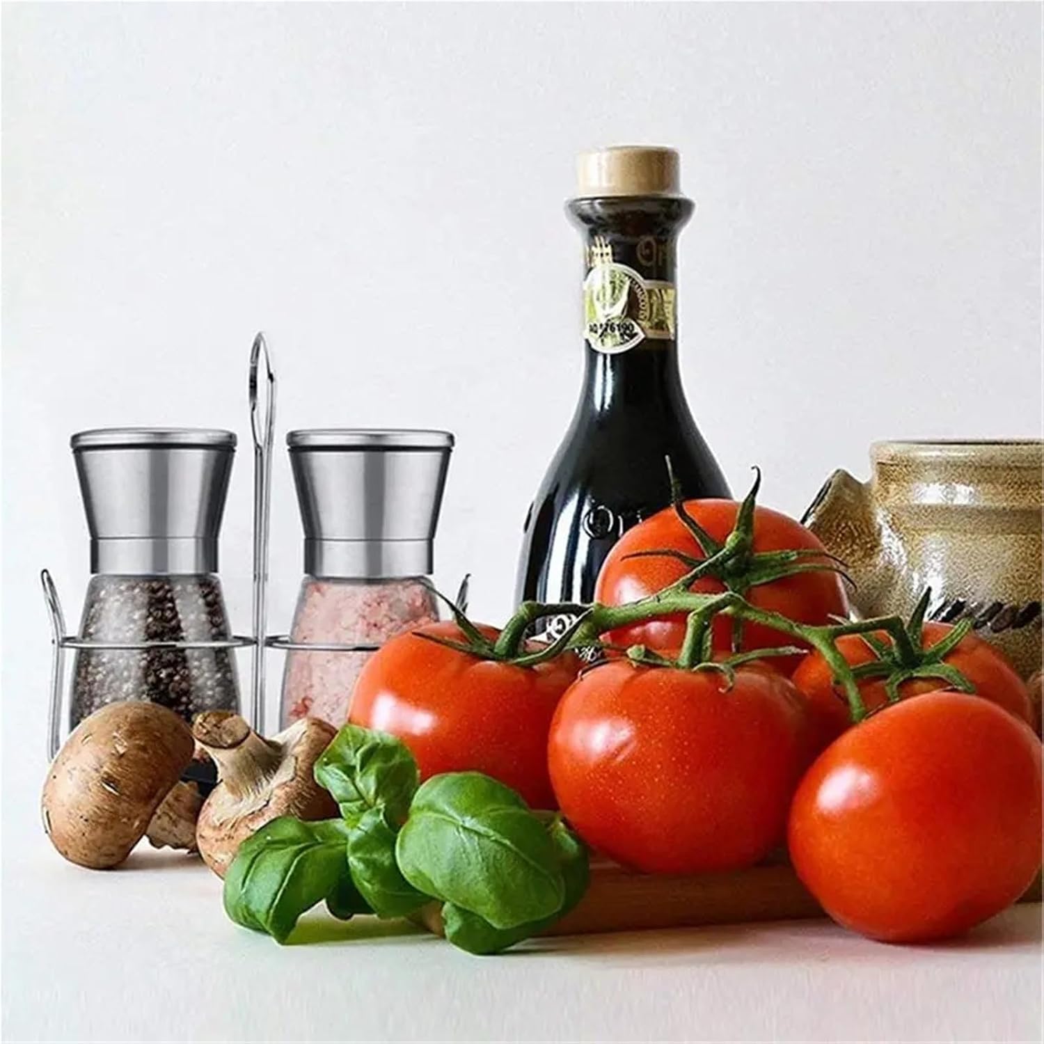 304 Stainless Steel Manual Salt and Pepper Grinder, Black Portable Spice Mill Jar(2Pcs With Box 02)