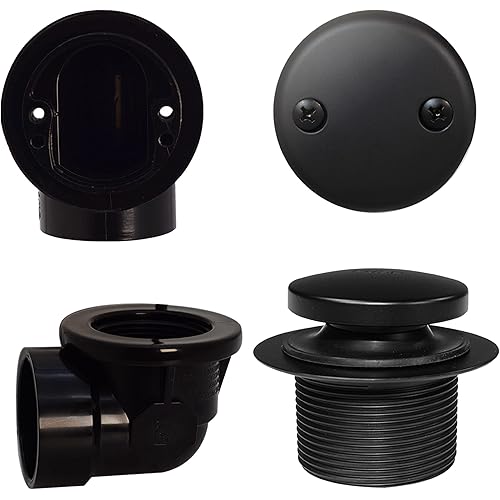 Westbrass Tip Toe Sch. 40 ABS Plumber's Pack with Two-Hole Elbow, Matte Black, D534-62