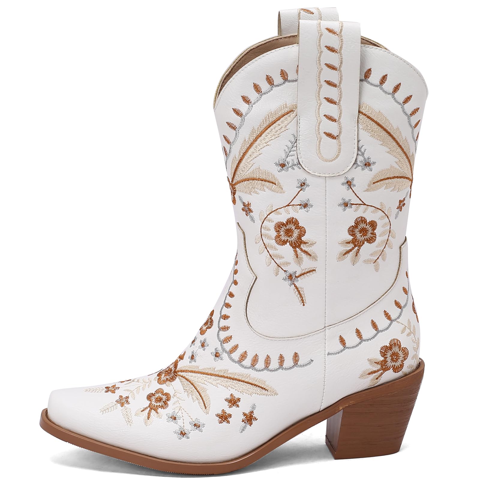 Western-Cowboy-Stiefeletten für Damen mit klobigen Absätzen und spitzer Spitze