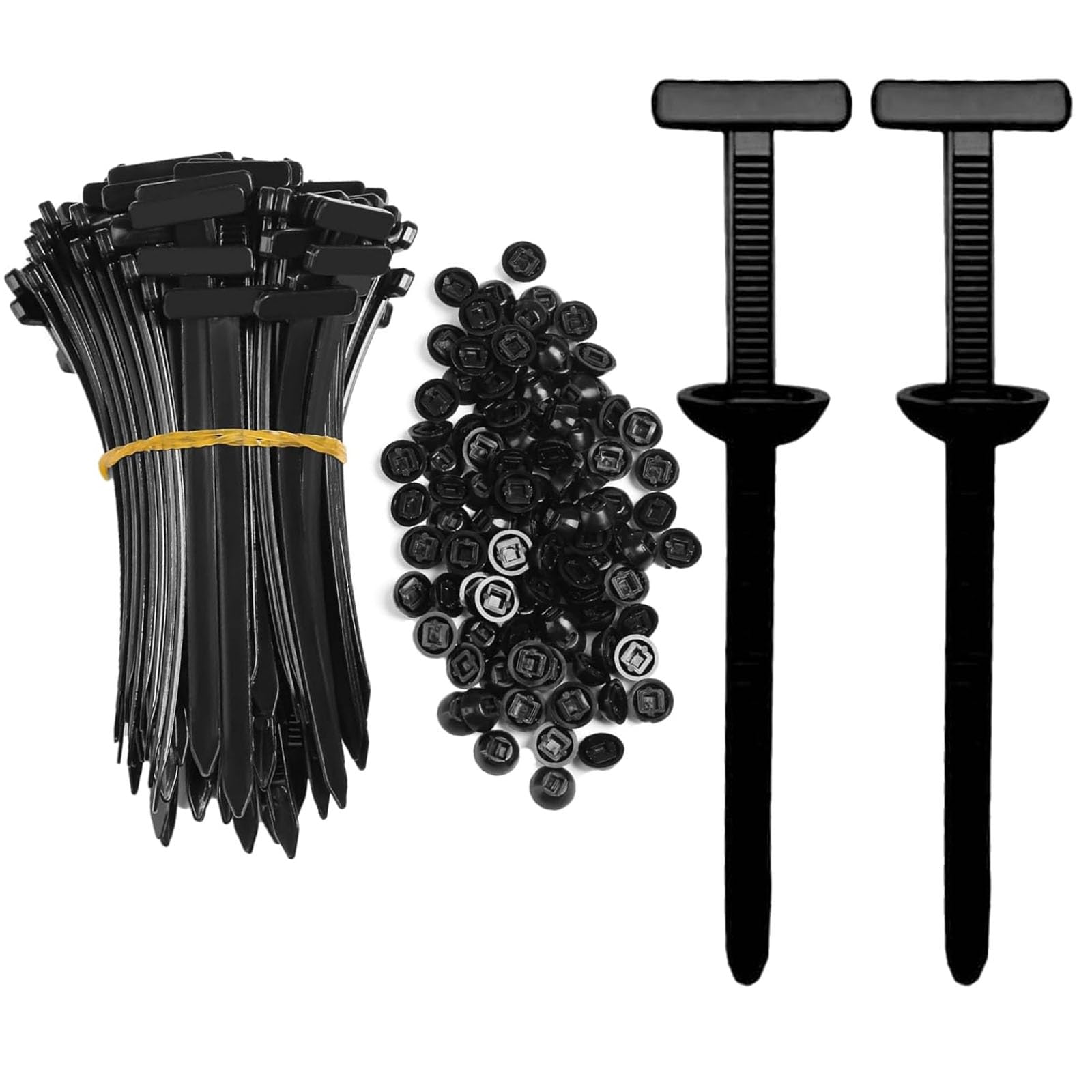 100PCS Nylon Universal Cable Tie Buckle, Automotive Zipper Clips, Heavy Duty Self-Locking Nylon Zip Ties Holder