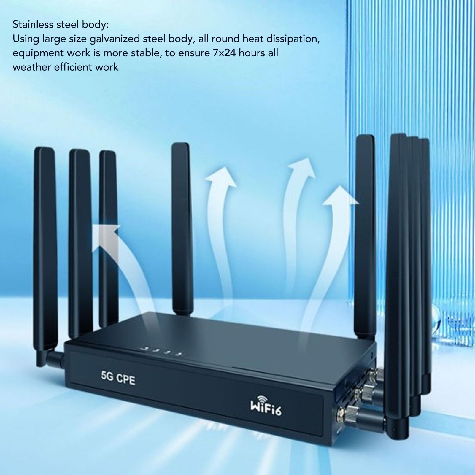 Router Scheda SIM 5G CPE, Router WiFi6 Modem Router 5G con Slot per Scheda SIM, 8 Antenne, per Uso Interno, Supporta 20 Connessioni di Dispositivi (BLACK)