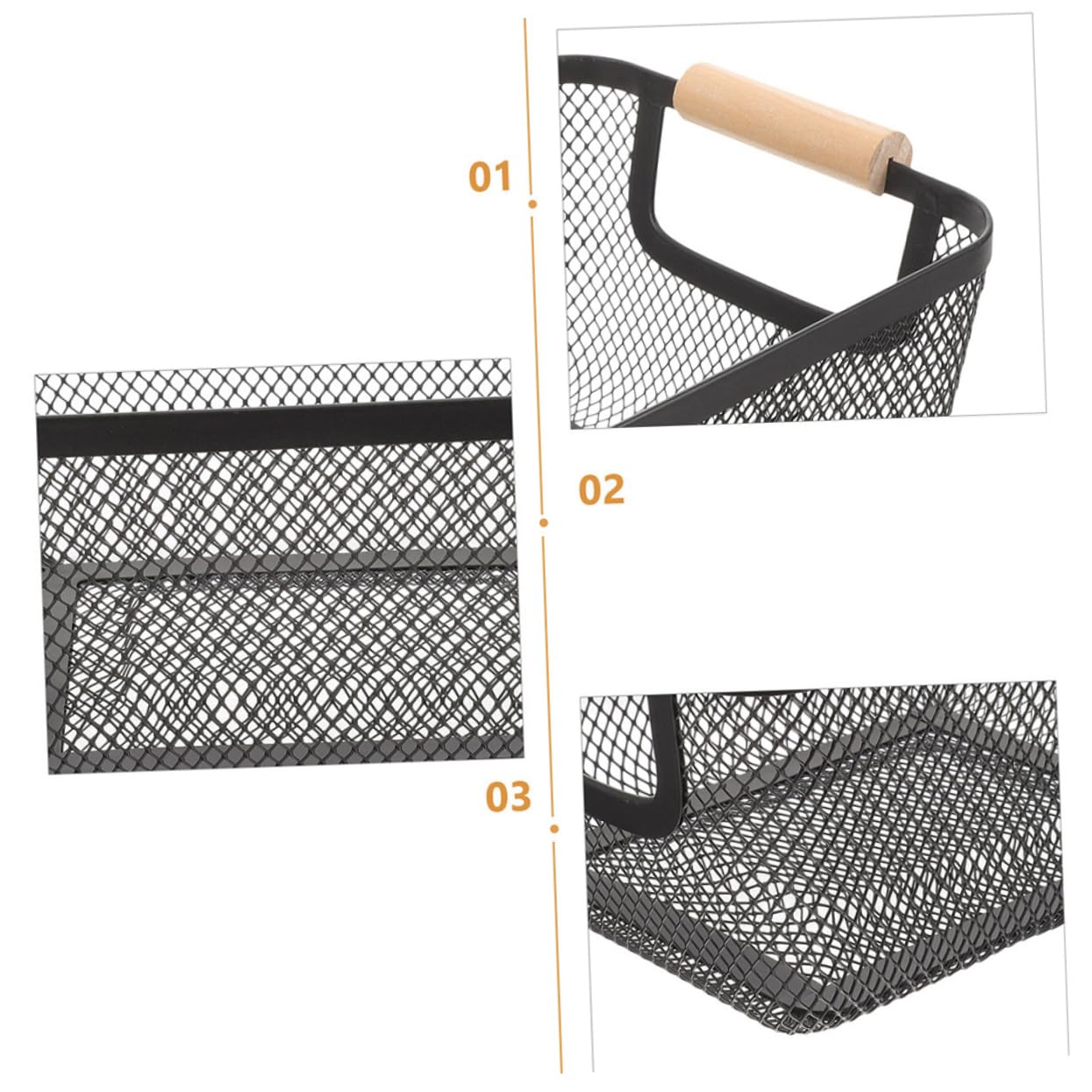 PRETYZOOM Aufbewahrungskörbe im Nordischen Design 2 Stück aus Eisen mit Holzgriffen Vielseitige Metallkörbe und Stabil Stilvoll für Küche und Wohnzimmer