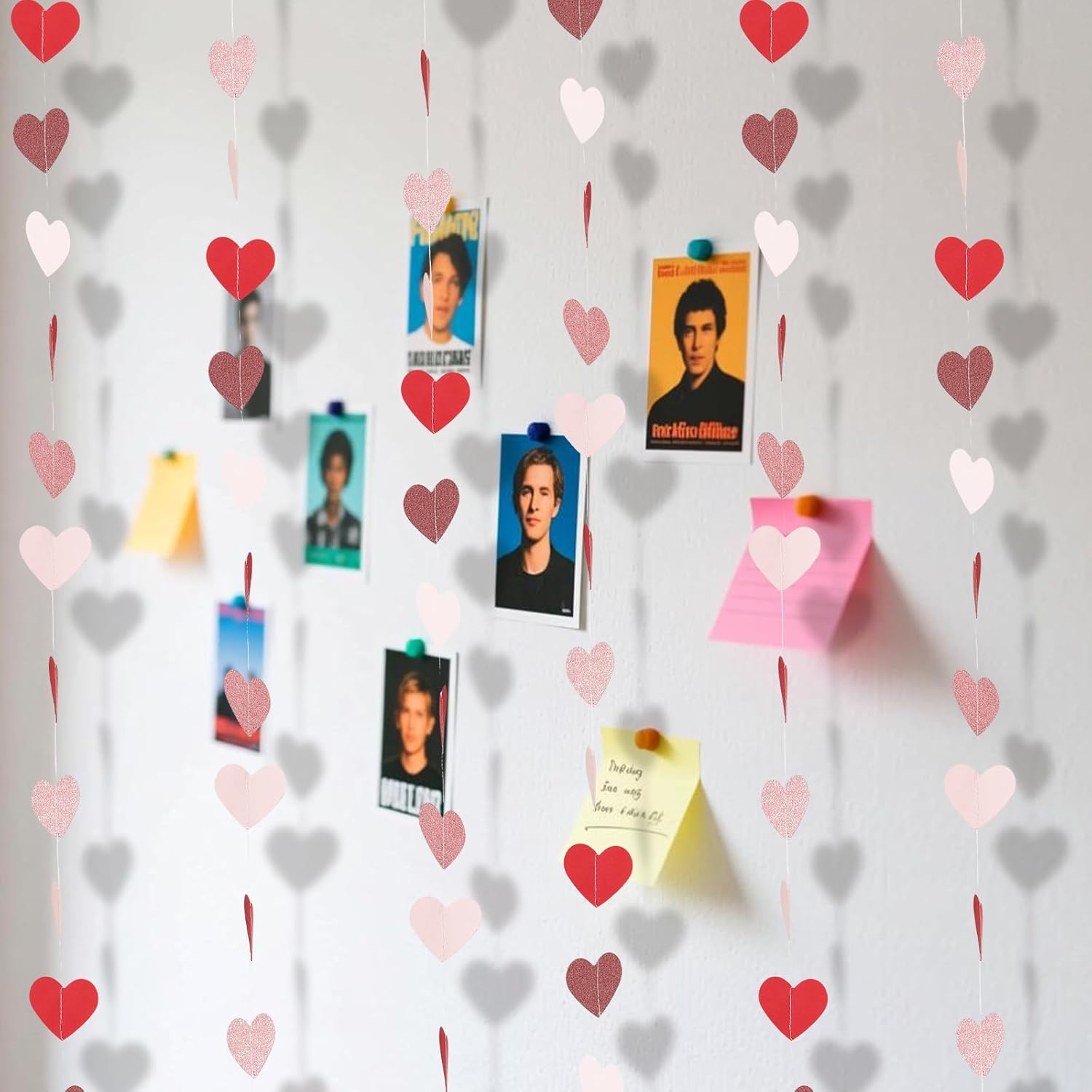 Valentine's Day Heart Garland Decorations - 39.2FT 4 Strands Pink Red Glitter.Mother’s Day, Bridal Shower, Engagement, Wedding, Anniversary, Baby Shower, Birthday - Pink Party Decorations - Image 7