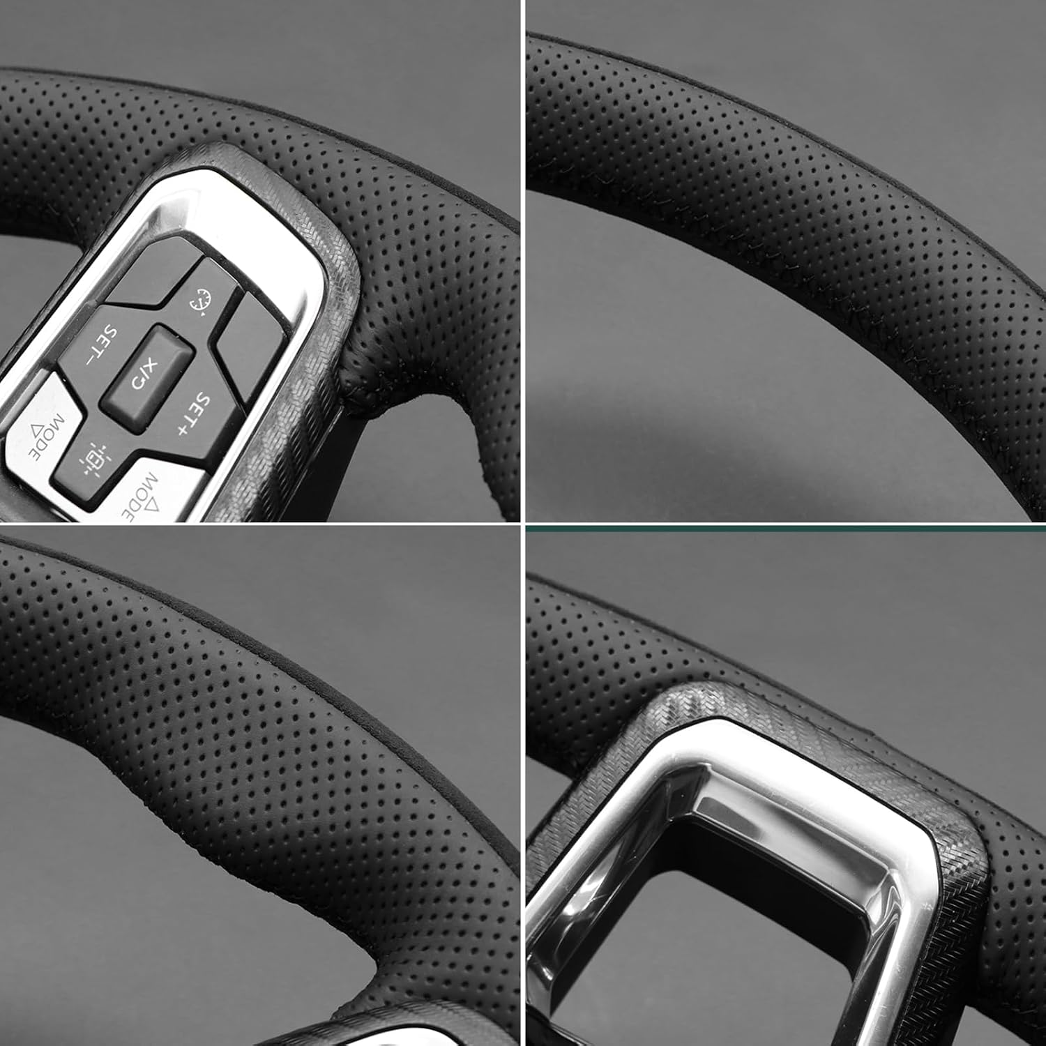 MEWANT Hand Sewn 3D Style Steering Wheel Cover Wrap for Ford Mustang 2024 2025 Steering Wheel Accessories for Ford Mustang 2024 2025
