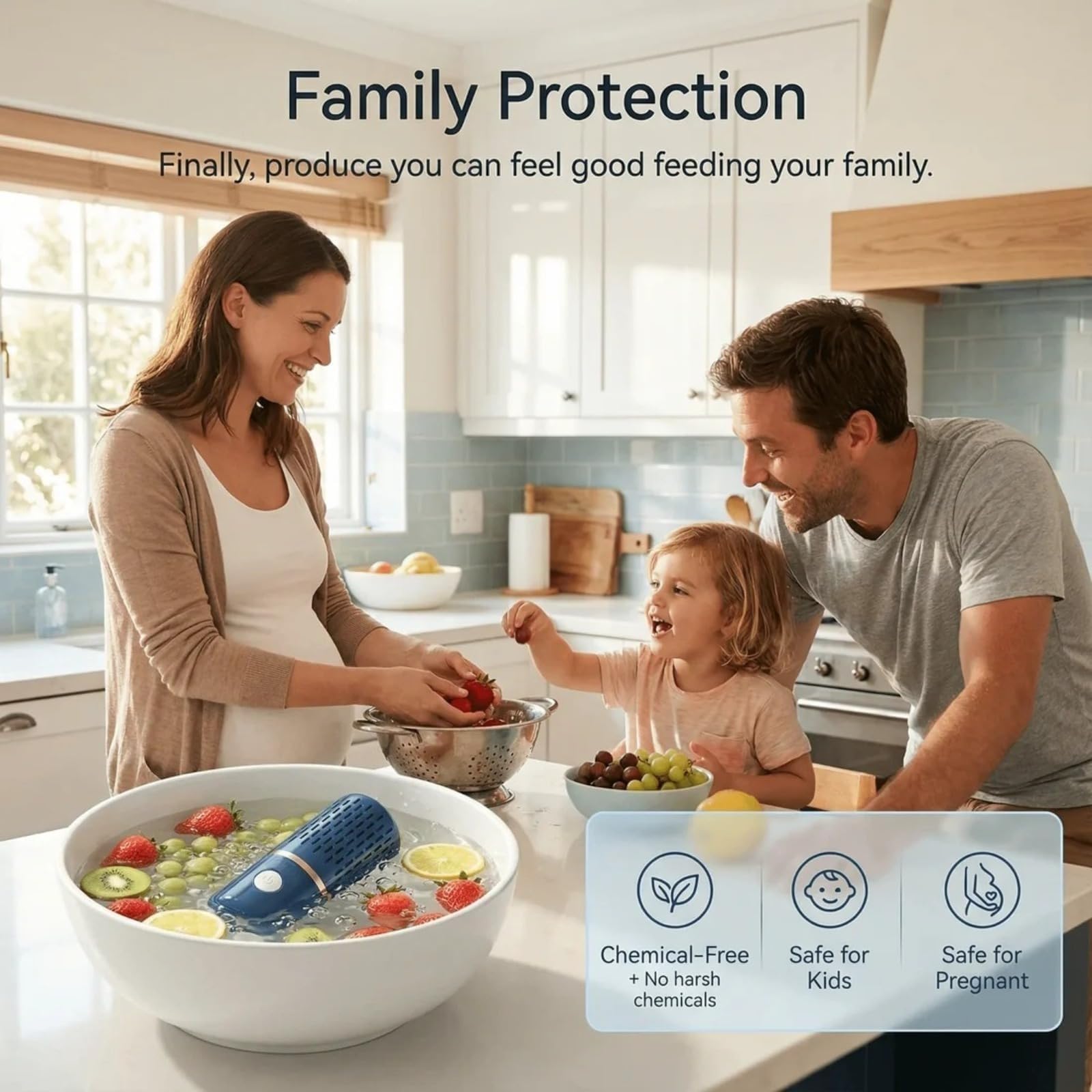 Lorastia Limpiador de Frutas y Verduras, Purificador de Alimentos Inalámbrico Portátil con Tecnología de Iones OH, Carga Rápida (1 pcs)
