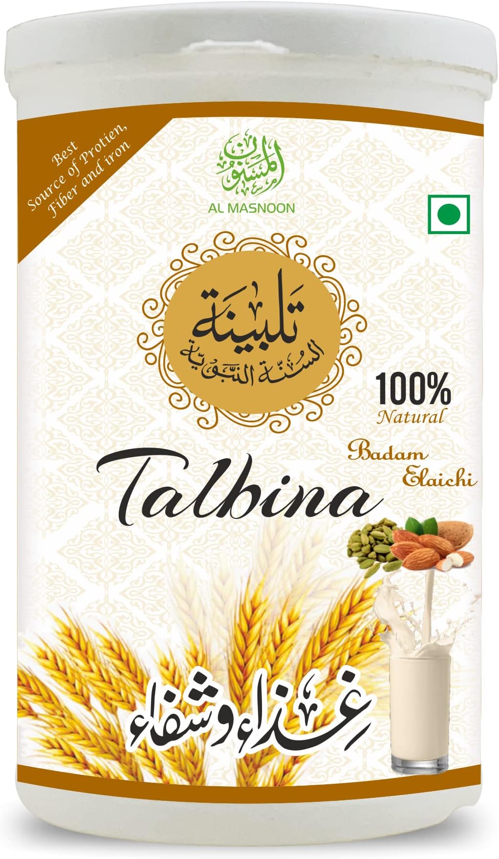 Talbina (with badam elaichi) Instant Mix 300 gms/Talbeena Badam Elaichi/A Healthy & Sunnah Protein Powder & Immunity Booster for all Age Group
