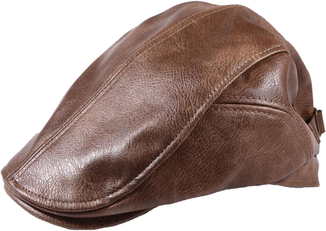 Leather Hats for Women Fashion Punk Hat Vintage Newsboy Cap