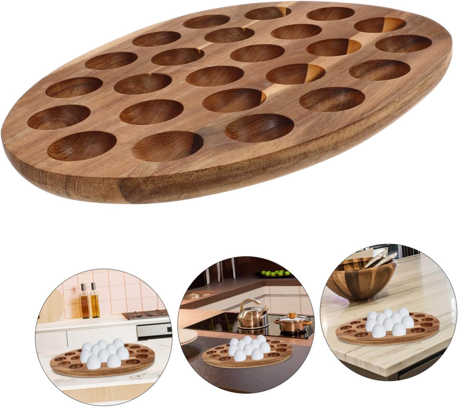 24grid Minimalist Wood Egg Organizer Egg Carton Storage for Chicken Fridge Holder