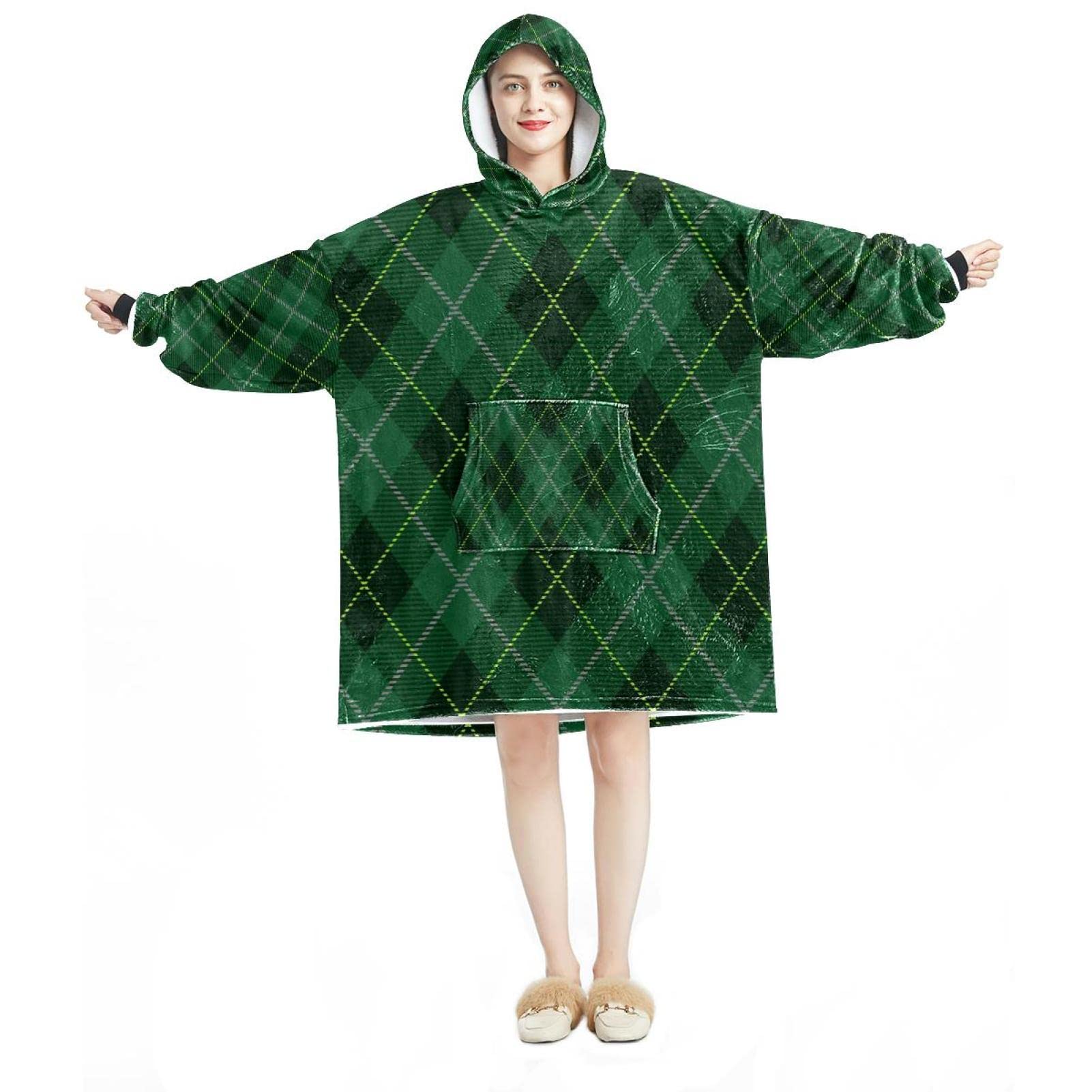 Sweat à capuche surdimensionné haut de gamme en flanelle sherpa à motif croisé