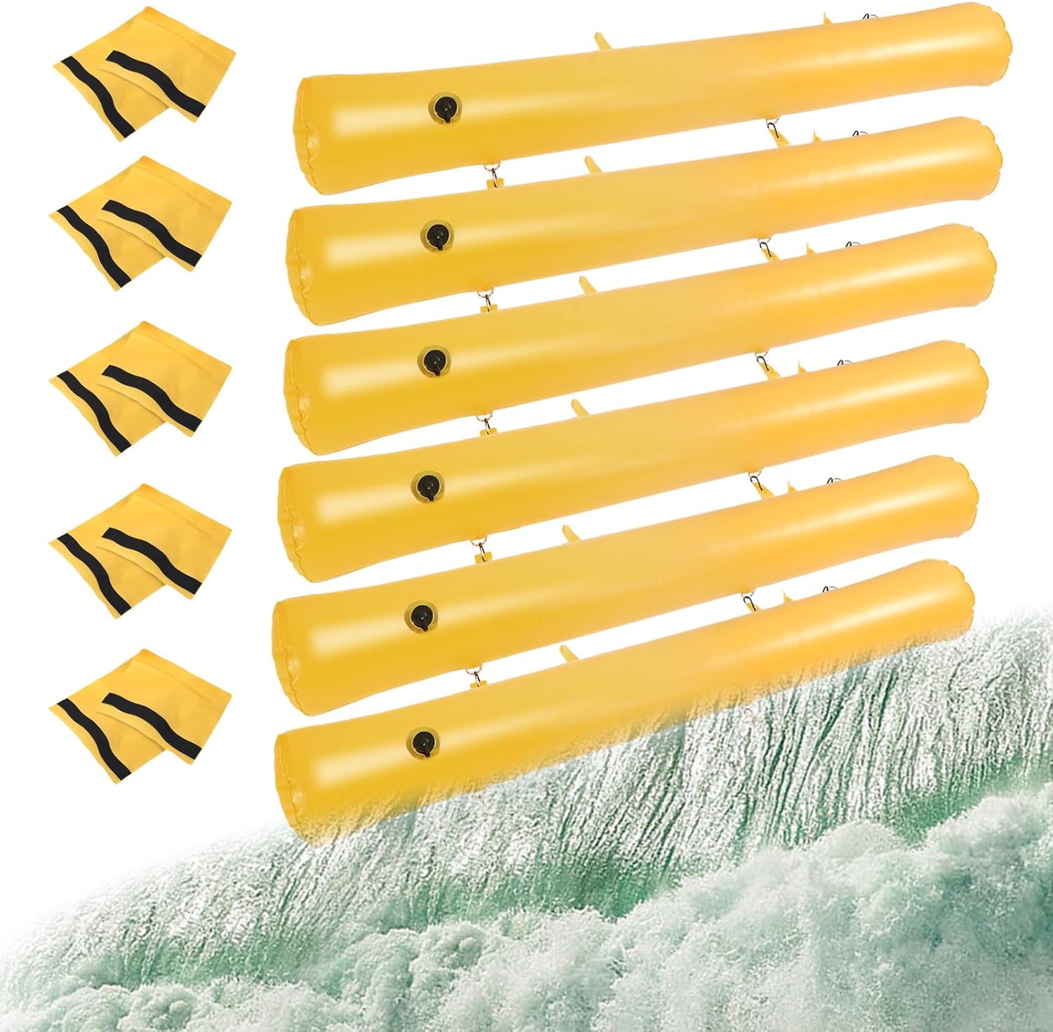 9 Pack PVC Flood Barriers Bags, 72 x 14 Inch Inflatable Flood Barriers for Home Water Barrier Bag Reusable Flood Prevention Barriers Sandbag Alternative for Home Outdoor Flood