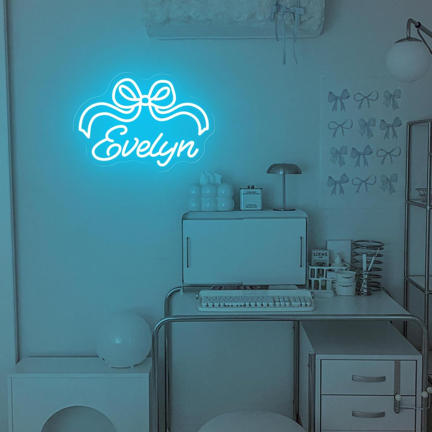 Custom Neon Name Sign, Bow Neon Sign Customizable For Wall Decor, Name Light Up Sign For Girls Bedroom Decor, Birthday, Wedding Party Decoration LED Neon Signs