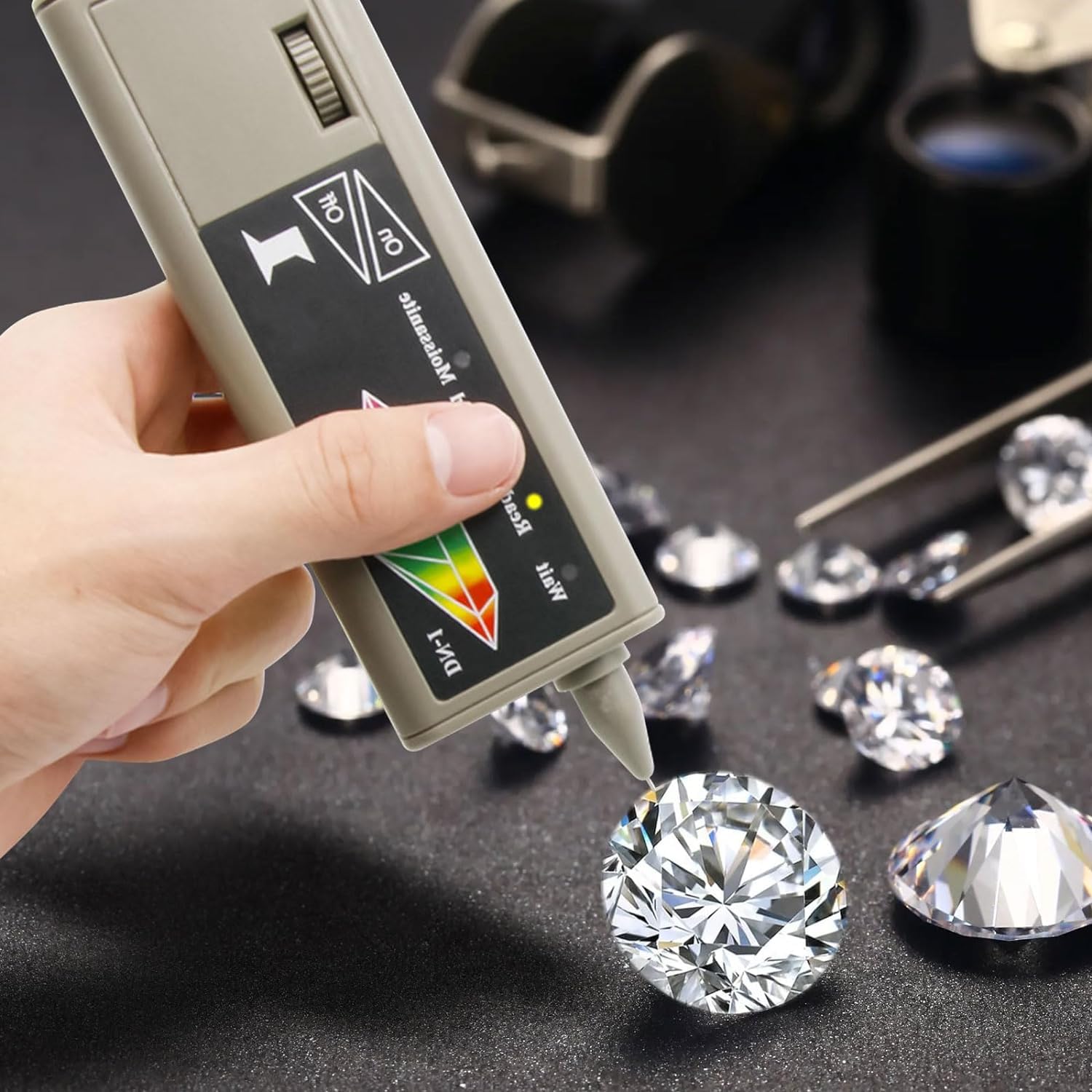 Profesjonalny tester diamentów, tester diamentów i moissanitów, detektor diamentów LED, wysoka dokładność pomiaru, lekki kompaktowy, łatwy do przenoszenia, przenośny elektroniczny pióro testowe diam