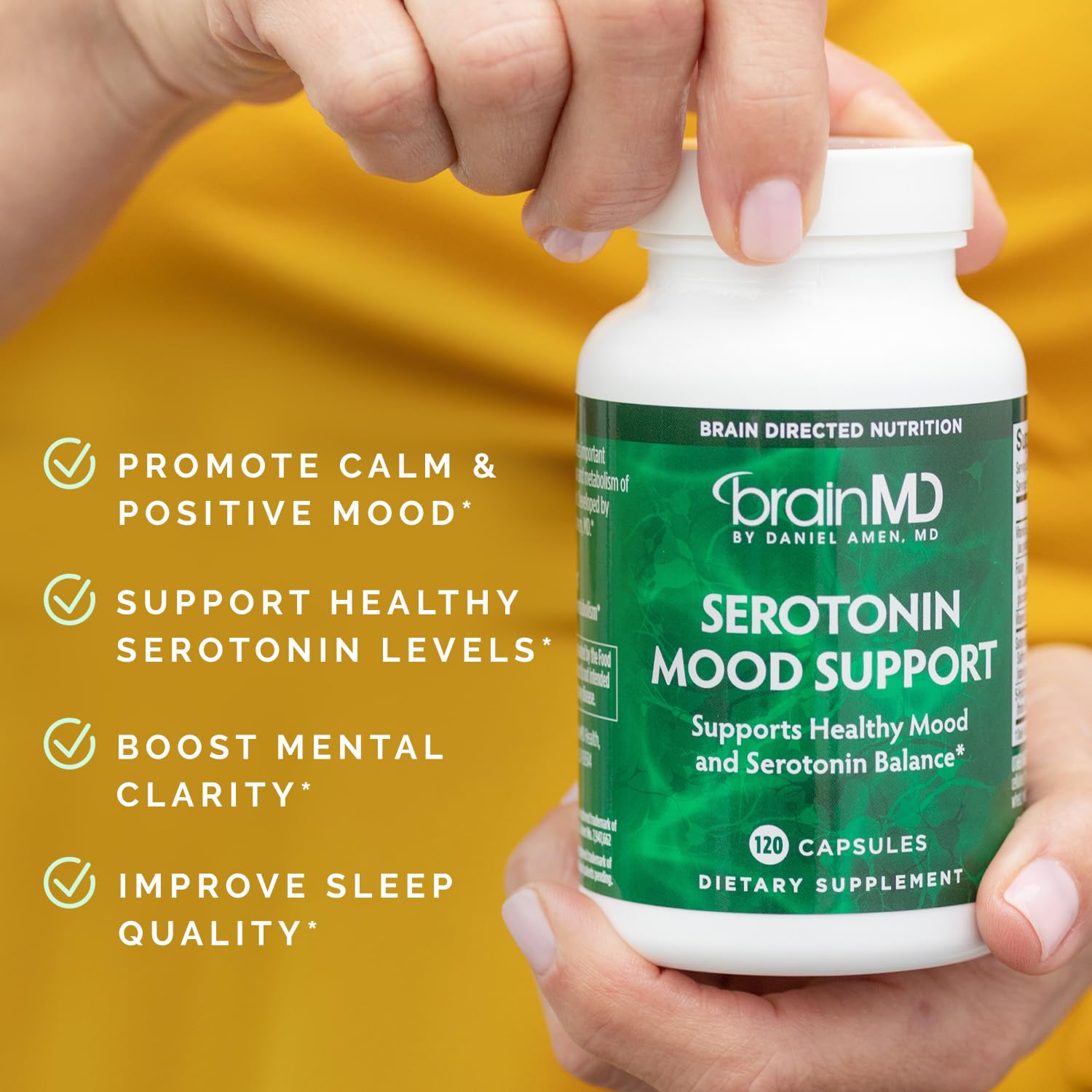 BRAINMD Dr Amen Serotonin Mood Support - 120 Capsules - Supports Healthy Serotonin Balance - Gluten Free - 30 Servings — Amazon image 2