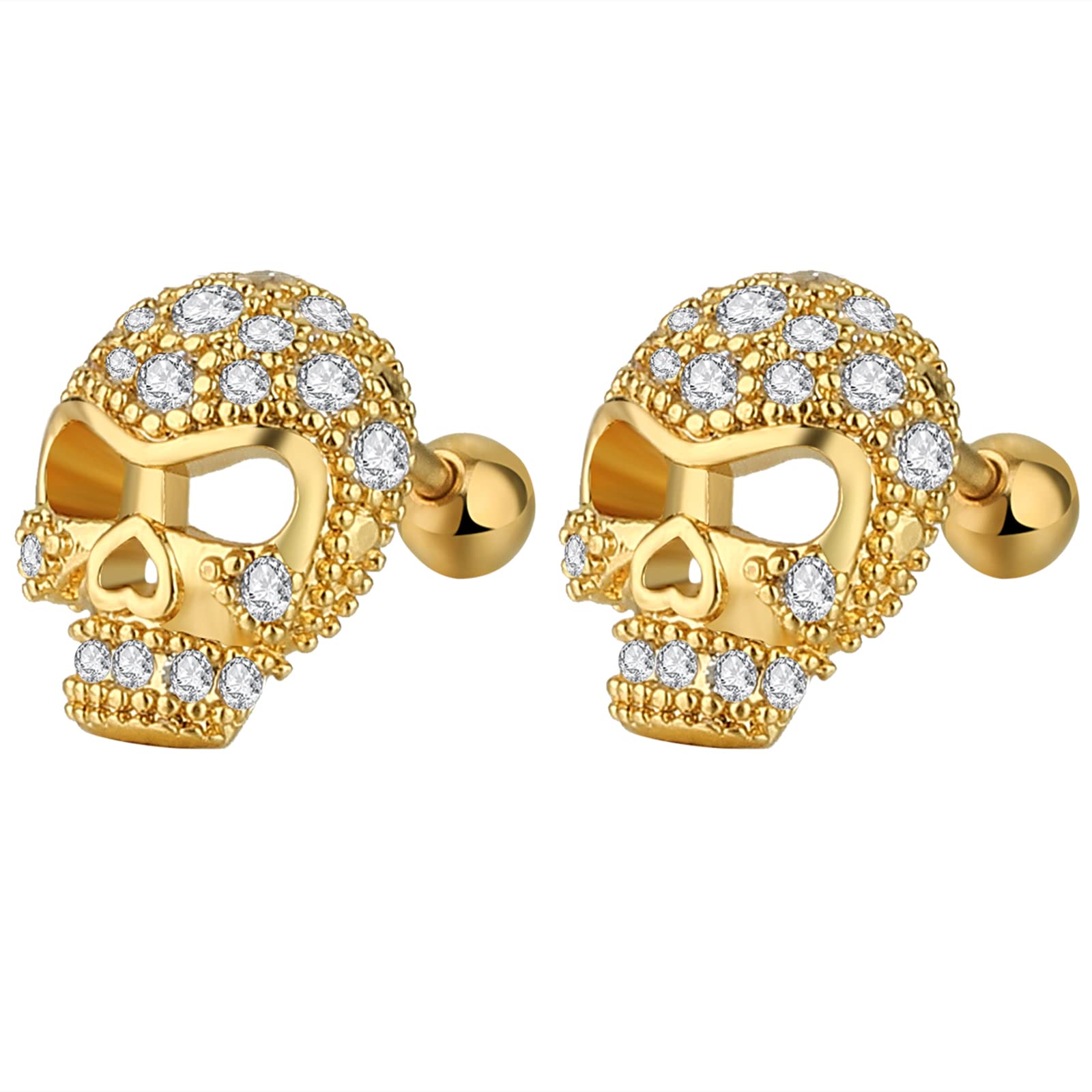 Aroncent Czaszka Kolczyki Piercing Ucho Męskie Kolczyki Młot Thora Biżuteria do uszu Jazz Punk Rock Hip Hop, Stal nierdzewna