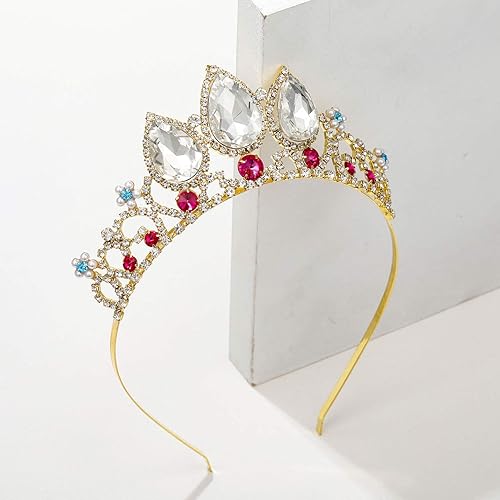 Miniatura 6 de SWEETV Tiaras de princesa para niñas pequeñas, diadema de corona, cumpleaños, boda, Halloween, cosplay, accesorios para el cabello
