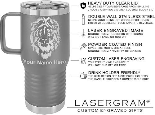 Vista 53 de LaserGram 15oz Vacuum Insulated Coffee Mug, Ankh, Personalized Engraving Included (Orange)