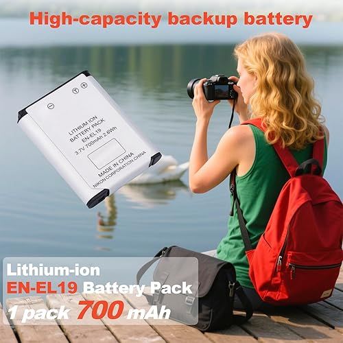 Miniatura 5 de Moilaom EN-EL19 - Batería de repuesto para Nikon Coolpix S3700, S7000, S3500, S2800, S4100, S4300, A100, W100, S5300, S6200, S6800, S6900 y para