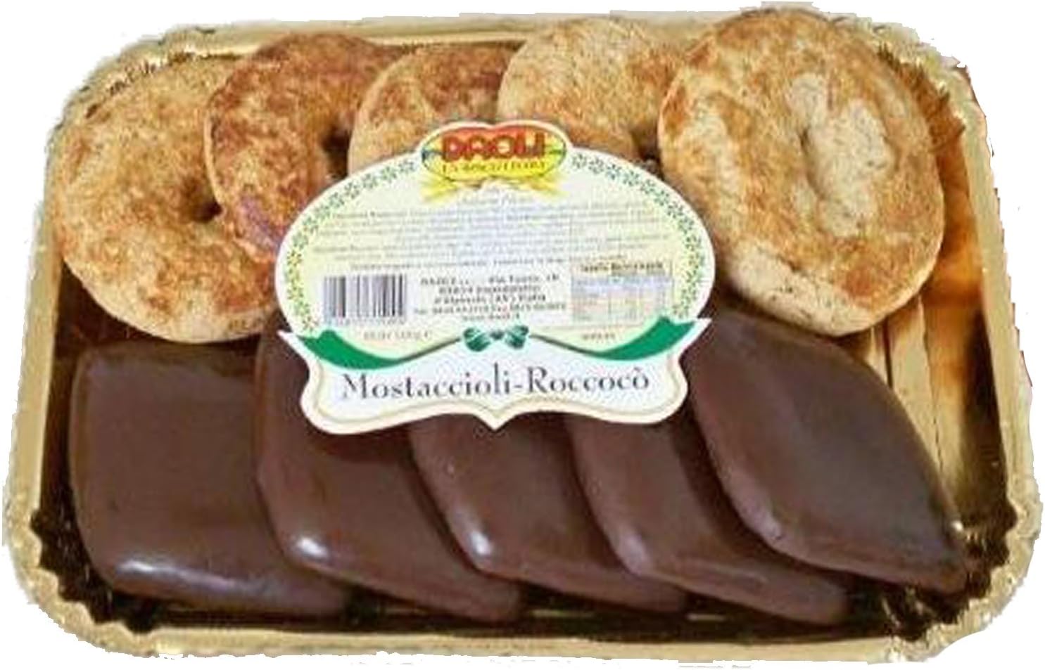 Daoli Mostaccioli - Roccocò - Mostaccioli Stuffed with Chestnuts - 2 Pack Traditional Italian Christmas Cookies - Imported From Italy (Half Mostaccioli Half Roccocò)