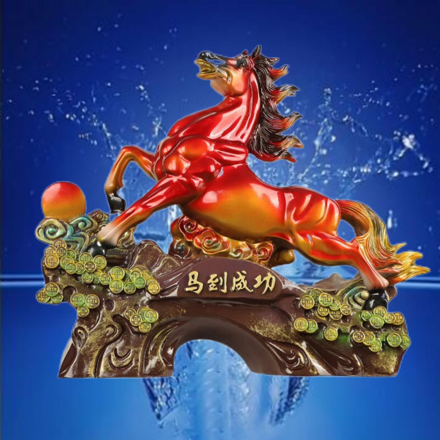 Amazon.com: noxozoqm 马到成功马摆件Chinese Feng Shui Resin Wealth