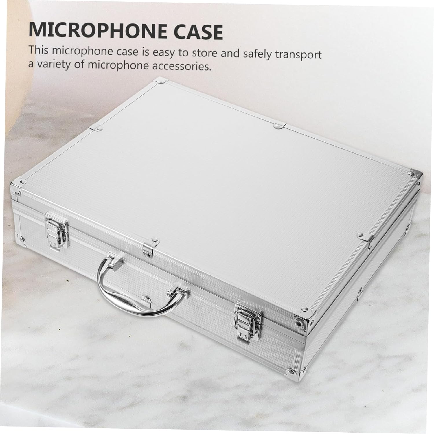 Portable Microphone Carrying Case with Handle for Handheld Mics Protective Aluminum Box with Cushioning for Outdoor Storage and Travel Organizer