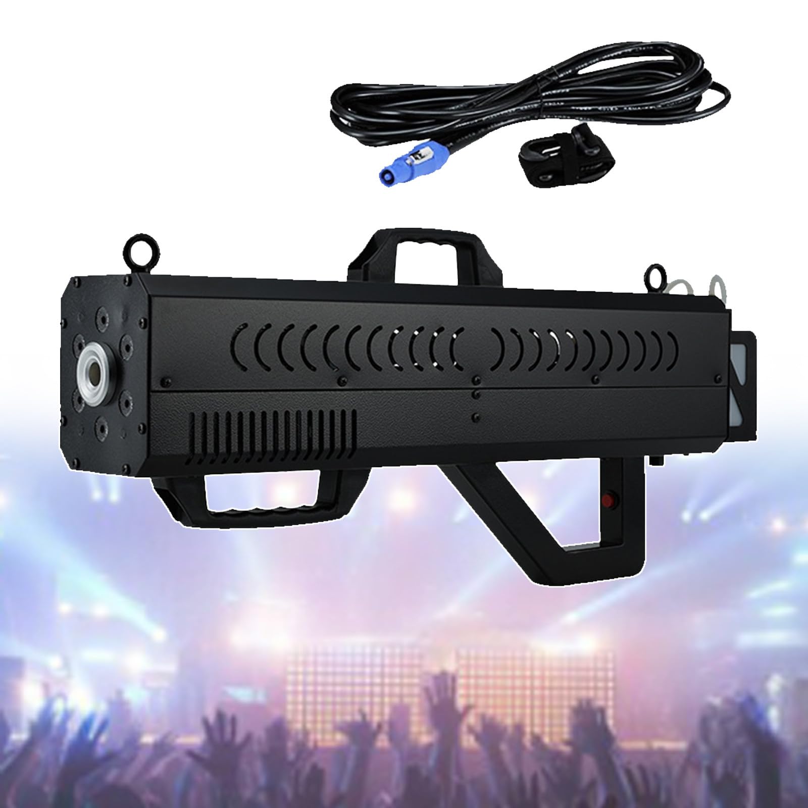 Pistola de humo de mano para fiestas, máquina de humo de luz LED de 1500 W, volumen de humo ajustable, 7 efectos de color, equipo de escenario, distancia de pulverización: 8-10 metros