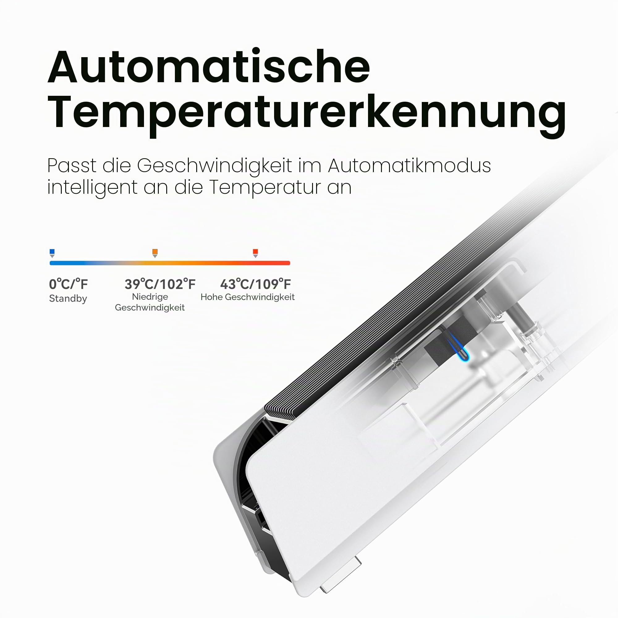 KIWIHOME Lüfter für PS5, leiser Kühler mit USB 3.0 und LED, nur für PS5 2020, Weiß