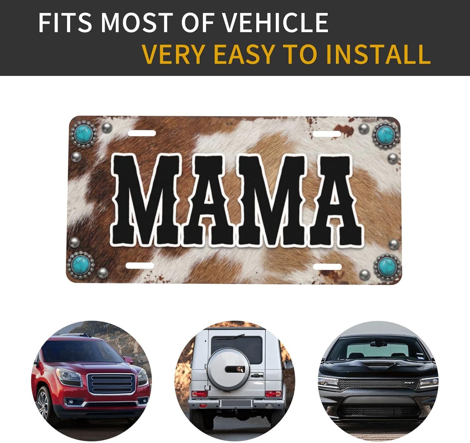 Western Mother Gift Aluminum License Plate Cowhide Decor 6x12 image 5