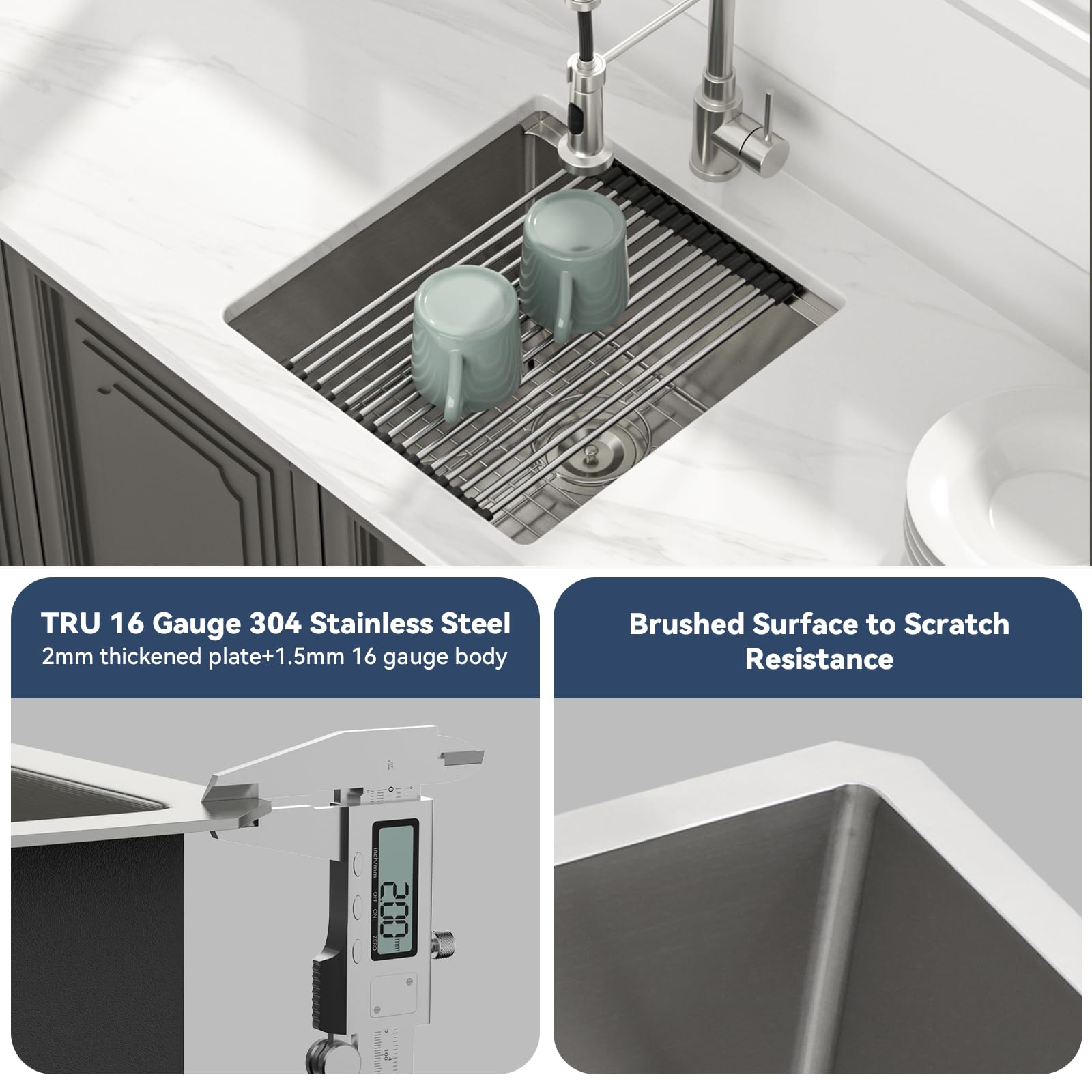 Lordear 12 Inch Undermount Bar Sink Workstation, 12 x 15 Stainless