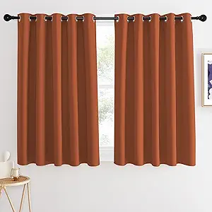 NICETOWN Blackout Curtains 54 Inches Long, Thermal Insulated Room Darkening Curtains for Bedroom, Window Treatment Drapes for Living Room Nursery (W66 x L54 Inch, Burnt Orange, 1 Panel)