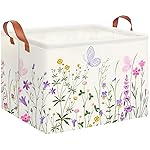 CLOCOR Rectangular Storage Basket Empty,Gift Basket,Waterproof Storage Bin with Handles,Room Decor(Flower)