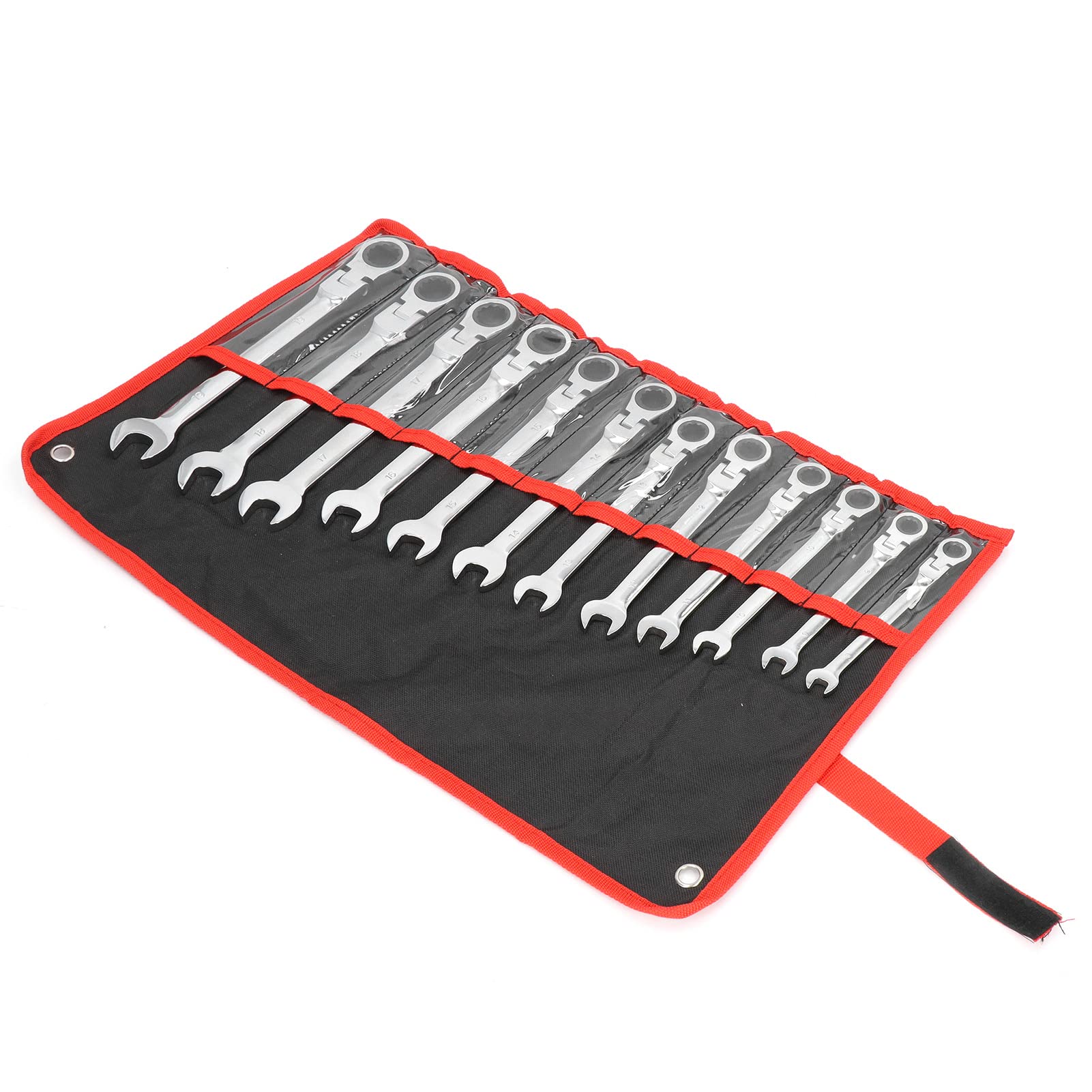 Garosa Set Chiavi a Cricchetto, Chiave a Cricchetto Doppia in Acciaio Al Cromo Vanadio, 12 Misure da 8 Mm a 19 Mm, Design a Testa Mobile per Riparazione di Veicoli, Manutenzione di Macchinari, Uso