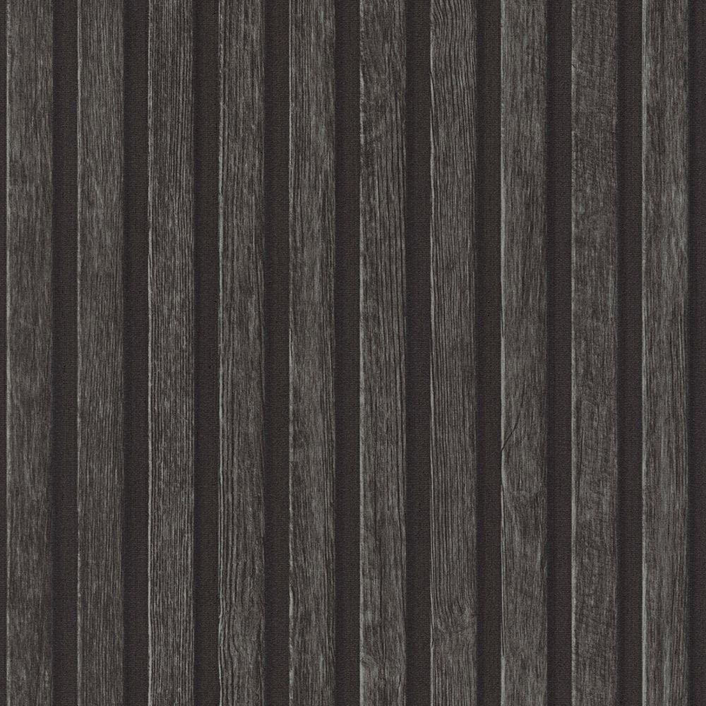 Yöl Charcoal Grey Wooden Slats Wallpaper - Modern Contemporary Textured Feature Wall - Paste The Wall Vinyl