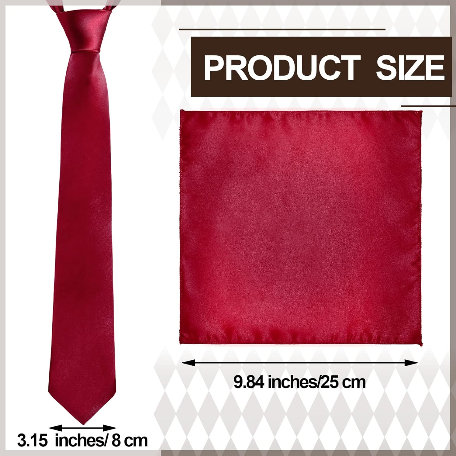 Sureio 20 Pcs Men Tie and Pocket Square Set Satin Formal Solid Ties for Men Pocket Square Handkerchief for Wedding - Image 5