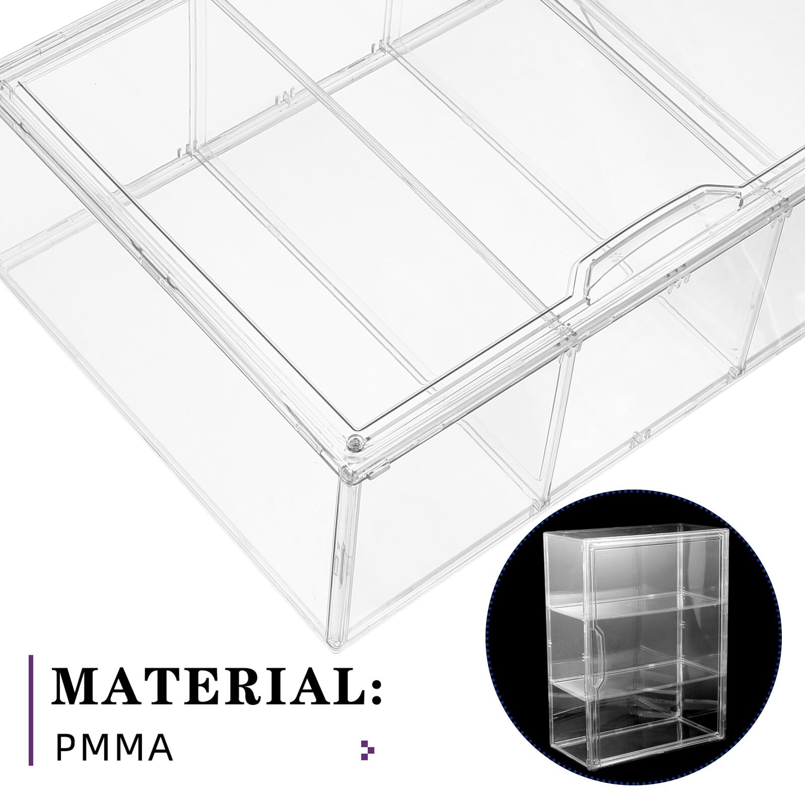 SOIMISS Vitrina de Acrílico Transparente Puerta Magnética Apilable Almacenamiento Seguro y Decoración de Mostrador para Figuras de Acción y Coleccionables