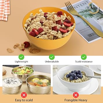 Wrova Reusable Plastic Bowls Set 8 PCS Unbreakable Cereal Bowl 26 OZ